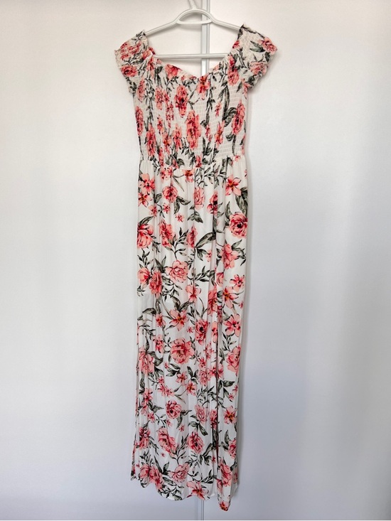 Dynamite Dresses & Skirts - Dynamite White Floral Smocked Top with Pink and Green Print - Summer Dress